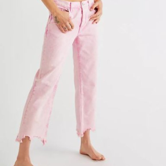 We The Free Denim - Free People Maggie Mid-Rise Straight-Leg Jeans Pink 29